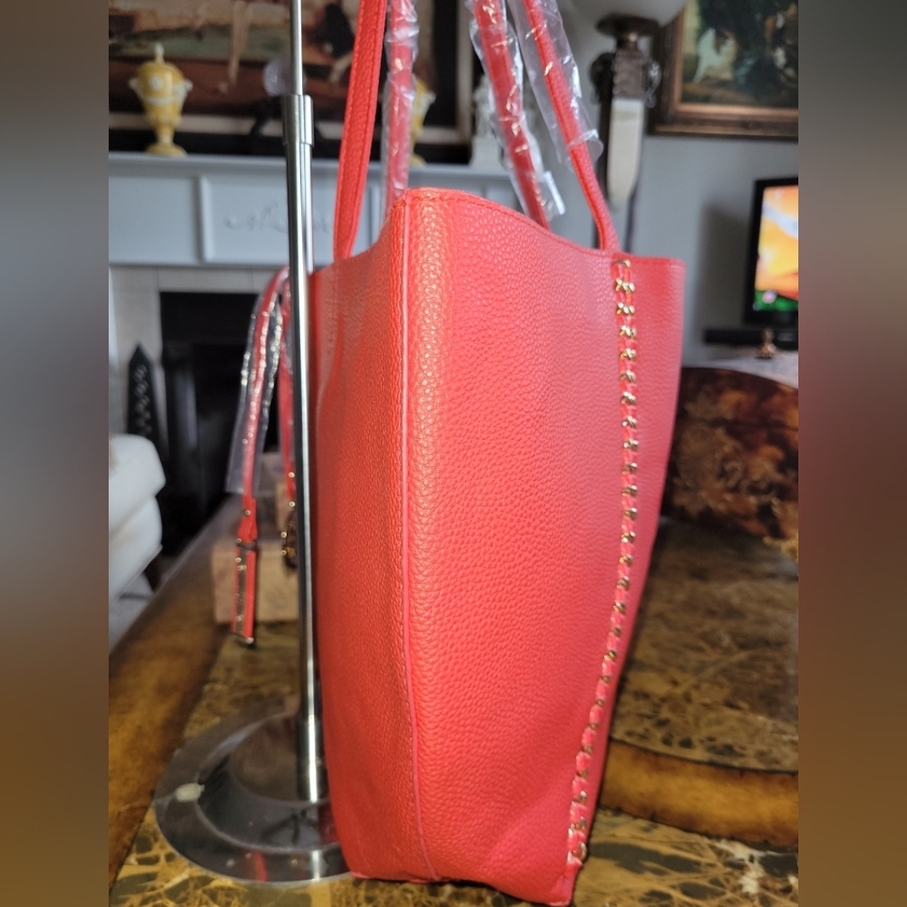 Badgley Mischka Red Vegan Tote Bag - Picture 3 of 8